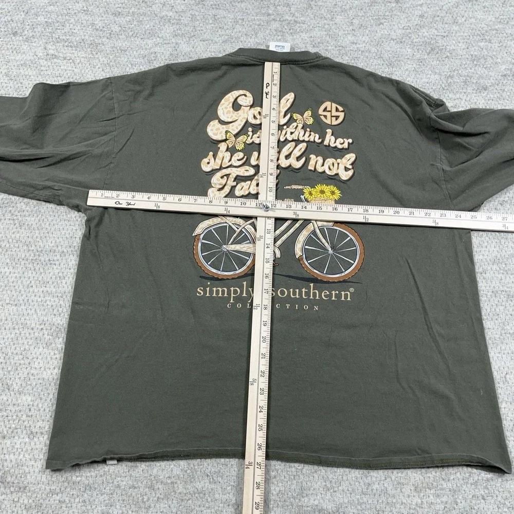 Simply Southern Shirt Women XXL 2XL Green Long Sleeve God Religious Jesus  Olive - Picture 7 of 11